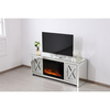 Elegant Decor 59 In. Crystal Mirrored Tv Stand With Wood Log Insert Fireplace, 2PK MF9904-F1